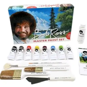 Bob Ross Master Paint Set USA 15 Pieces with Brushes and Mixing Cup for Painting Enthusiasts