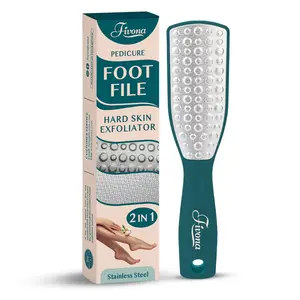 Fivona Professional Double Sided Foot File - Stainless Steel Hard Skin Exfoliator for Soft Smooth Feet - Ergonomic Design & Easy Use Pedicure Tool