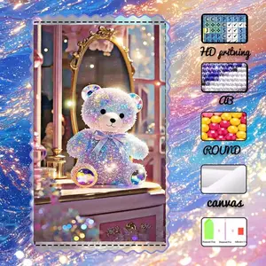 DIY 5D velvet, AB diamonds, fairy dust diamonds, crystal diamonds, sparkling plush bear diamond embroidery, diamond painting handmade kit, special craft diamond art set, wall decoration, gifts for family, lovers, and friends.