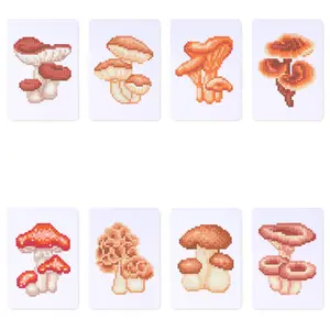 Mushroom Theme Mini Round Diamond Art Painting Kit, 8 Counts/set 5D DIY Colorful Diamond Art Painting Kit, DIY Decorative Art Picture for Beginner, Diamond Painting Kits