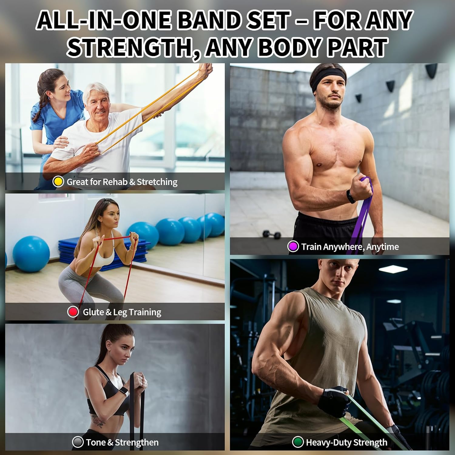 Resistance Bands Set of 5 – Pull Up Assistance Bands for Men & Women, Heavy Duty Workout Bands for Exercise, Strength Training, Stretching, Physical Therapy, Home & Gym Resistance Bands Set of 5 – Pull Up Assistance Bands for Men & Women, Heavy Duty Workout Bands for Exercise, Strength Training, Stretching, Physical Therapy, Home & Gym