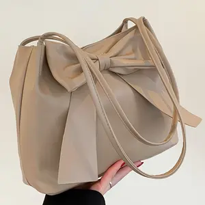 Festive Black Bowknot Tote Bag Women Casual Shopping Handbag Formal Party Evening Bag