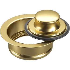 Kitchen Sink Garbage Disposal Flange and Sink Stopper, Fits 3-1/2 inch Standard Stainless Steel Sink Drain Opening Kitchen Replacement Accessories (Gold Bright)