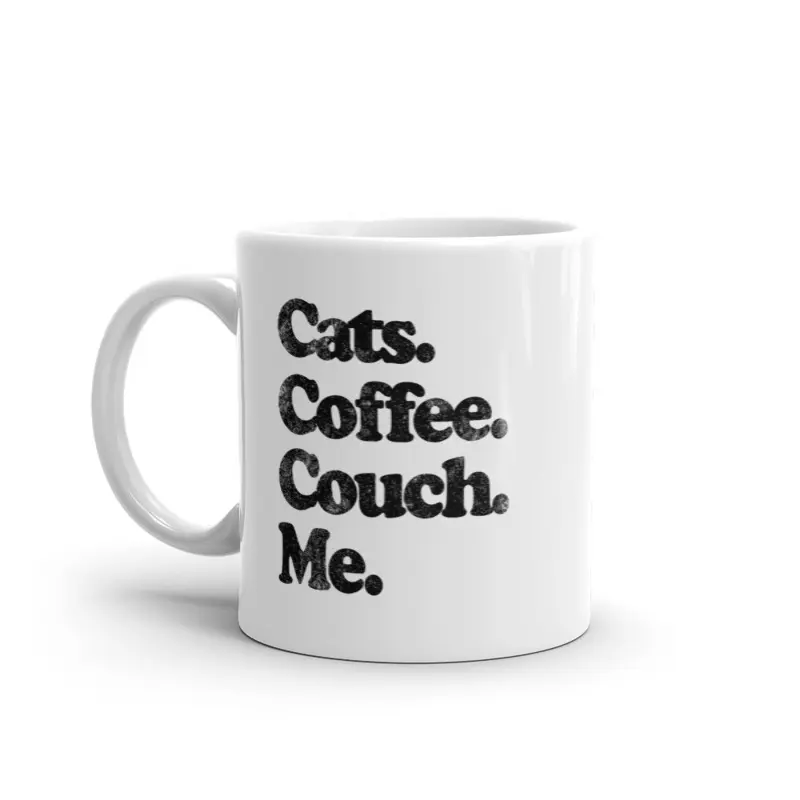 Cats Coffee Couch Me Mug Funny Kitten Caffeine Lovers Relaxing Novelty Cup - 11oz Funny Coffee Mugs Ceramic Printed Drinkware Cup