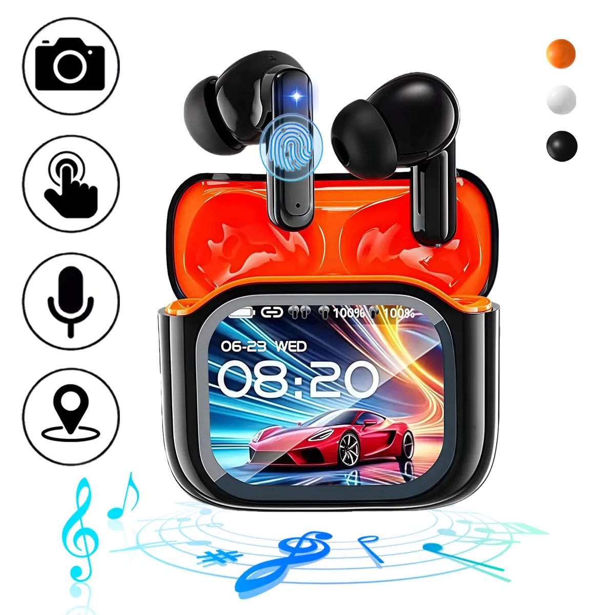 Ear Buds BT5.4 Wireless Earbuds Bluetooth Headphones Wireless Ear Buds Featuring Touch Display Charging Case, Call Noise Cancelling & 3 Sound Modes for Music, Gaming, and Movie Enthusiasts, Bluetooth Earphone with Locator Function Wireless Earbuds Headset