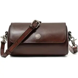Leather Crossbody Bags for Women - Vintage Small Leather Purse Flip Top Crossbody Handbag for Daily Use