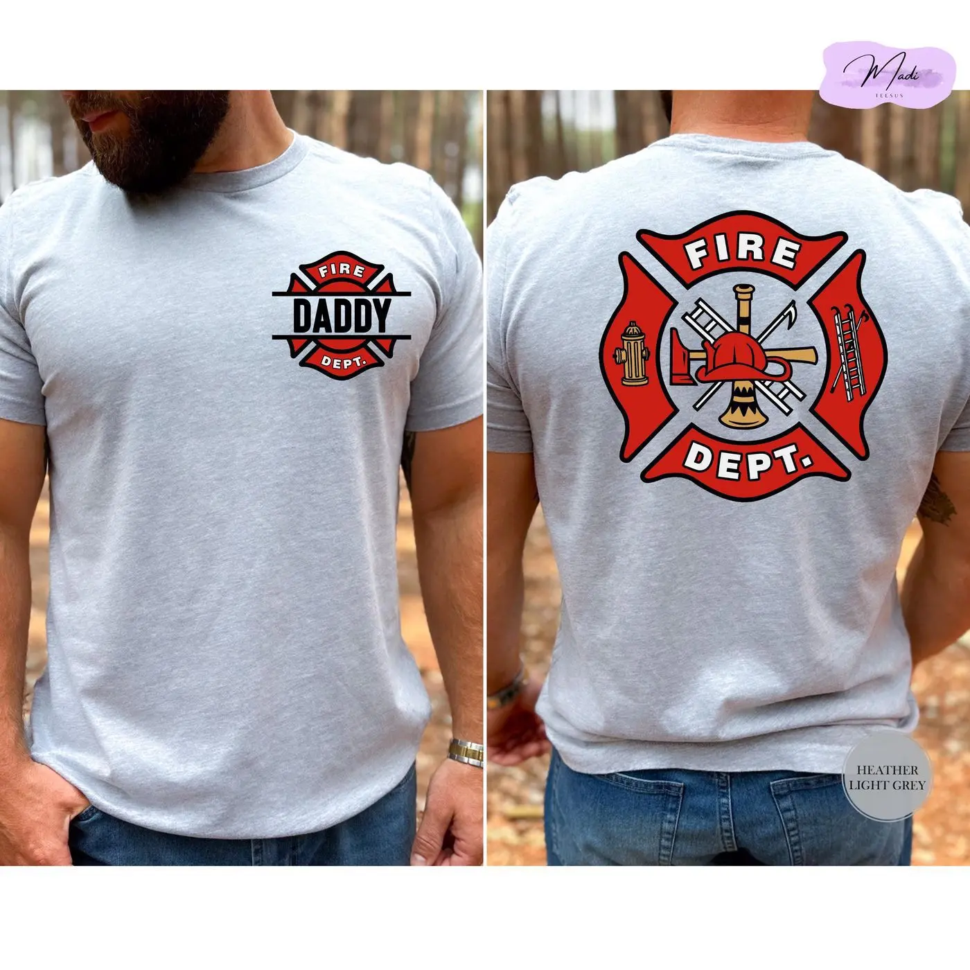 Custom Name Firefighter Shirt, Fireman T-Shirt, Fire Department Family Matching Shirts, Fire Dept Shirt, Fire Fighter Dad Tee, Gift for Him