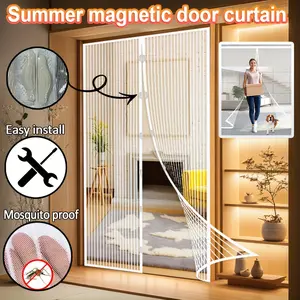 1pc Magnetic Screen Door Mesh with Strong Magnetic Closure - No Drill Installation, Hands-Free Sliding Door Curtain for Indoor/Outdoor Use - Heavy-Duty Magnetic Fly Proof Screen for Front/Back Doors, Patio, Garage - Easy Installation with Included Tool