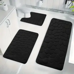 Black Bathroom Three Piece Set - Sleek Modern Finish for Coordinated Look - Versatile for Various Styles - Complete Bathroom Setup with Essential Pieces