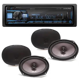 Alpine UTE-73BT Bluetooth® Multimedia Receiver (Does Not Play CDs) with Two Pairs SXE-6926S 6x9" Coax Speakers
