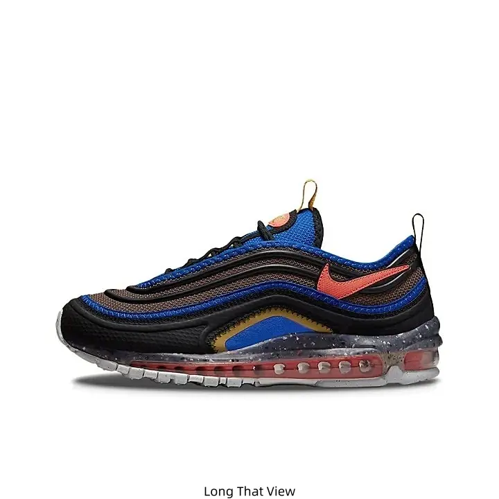 Multi-Color Air Cushion Running Sneakers Black Blue Brown Mesh Upper Orange Swoosh Speckled Transparent Air Midsole Casual Breathable Trainers for Men Women