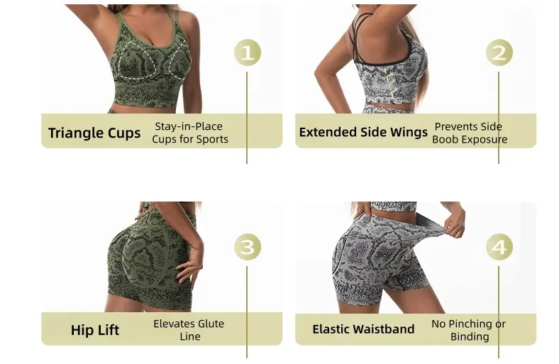 Product Introduction of VVL Women's Crisscross Back Sports Bra&High Waist Booty Lift Shorts Sportswear Set,Breathable Comfortable Body-Con Outfits for Yoga Gym Workout Running,Ladies Sportswear for All Seasons 11