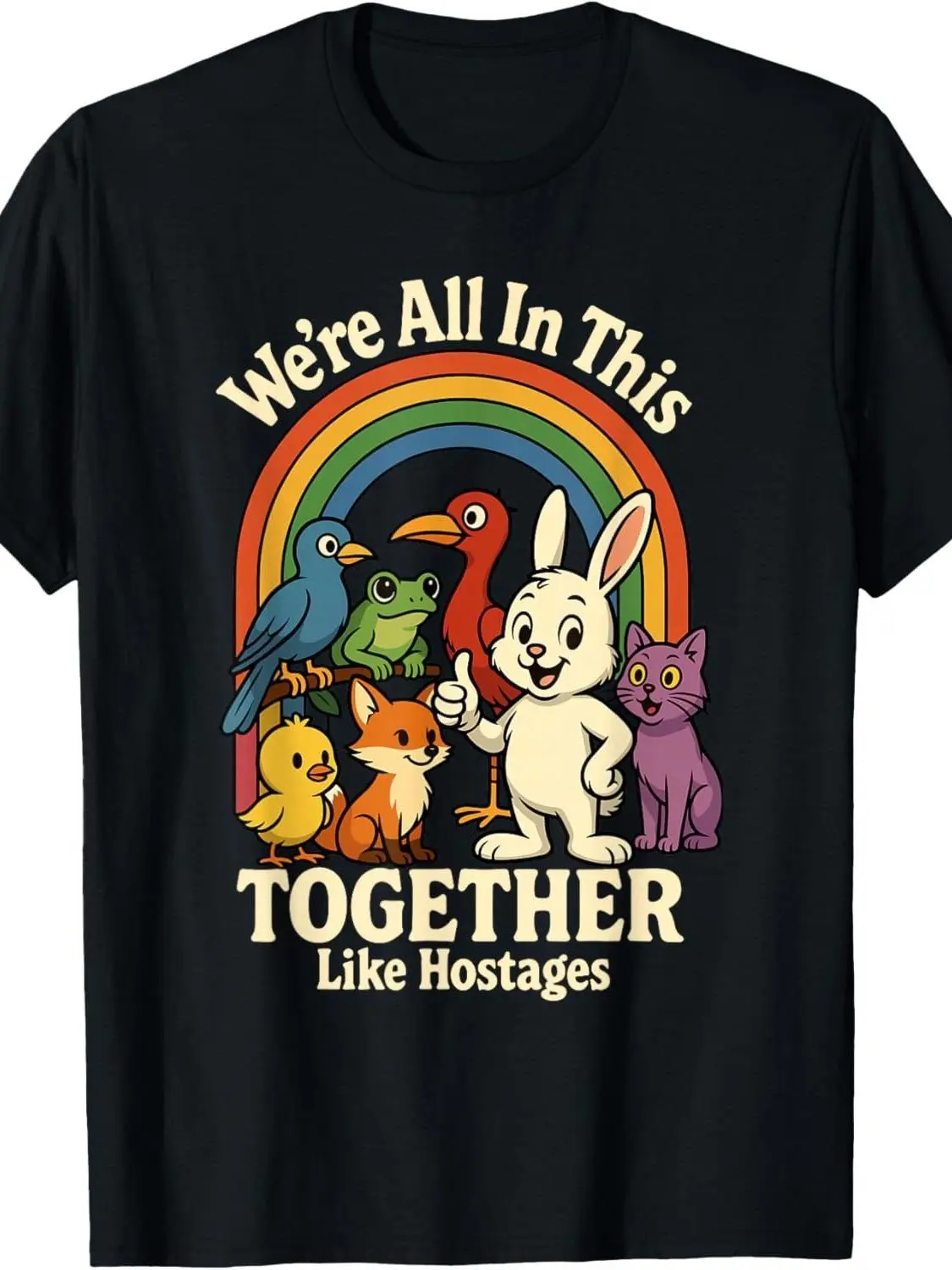 Men's Sarcastic Humor T-Shirt, Casual Loose Fit Cotton Short Sleeve Top with "We're All in This Together" Graphic Print