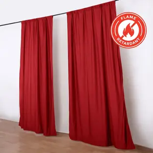 2 Pack 5ftx10ft Red Scuba Polyester Backdrop Drape Curtains, Durable Flame Resistant Event Divider Panels Wrinkle Free With Rod Pockets