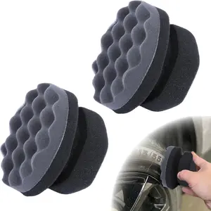 2 PCS Tire Shine Applicator Pad, Hex Grip Tire Dressing Applicator, Reusable Tire Foam Sponge, Tire Shine Brush, Car Detailing Sponge for Rubber Tires, Vinyl & Plastic Trim