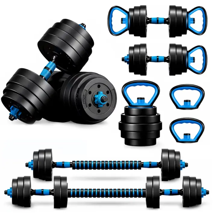 Adjustable Dumbbells, Portable Changeable Dumbbell, Kettlebells, Push up Stand and Barbell Set with Adjustable Weights Dumbbells-45LBS
