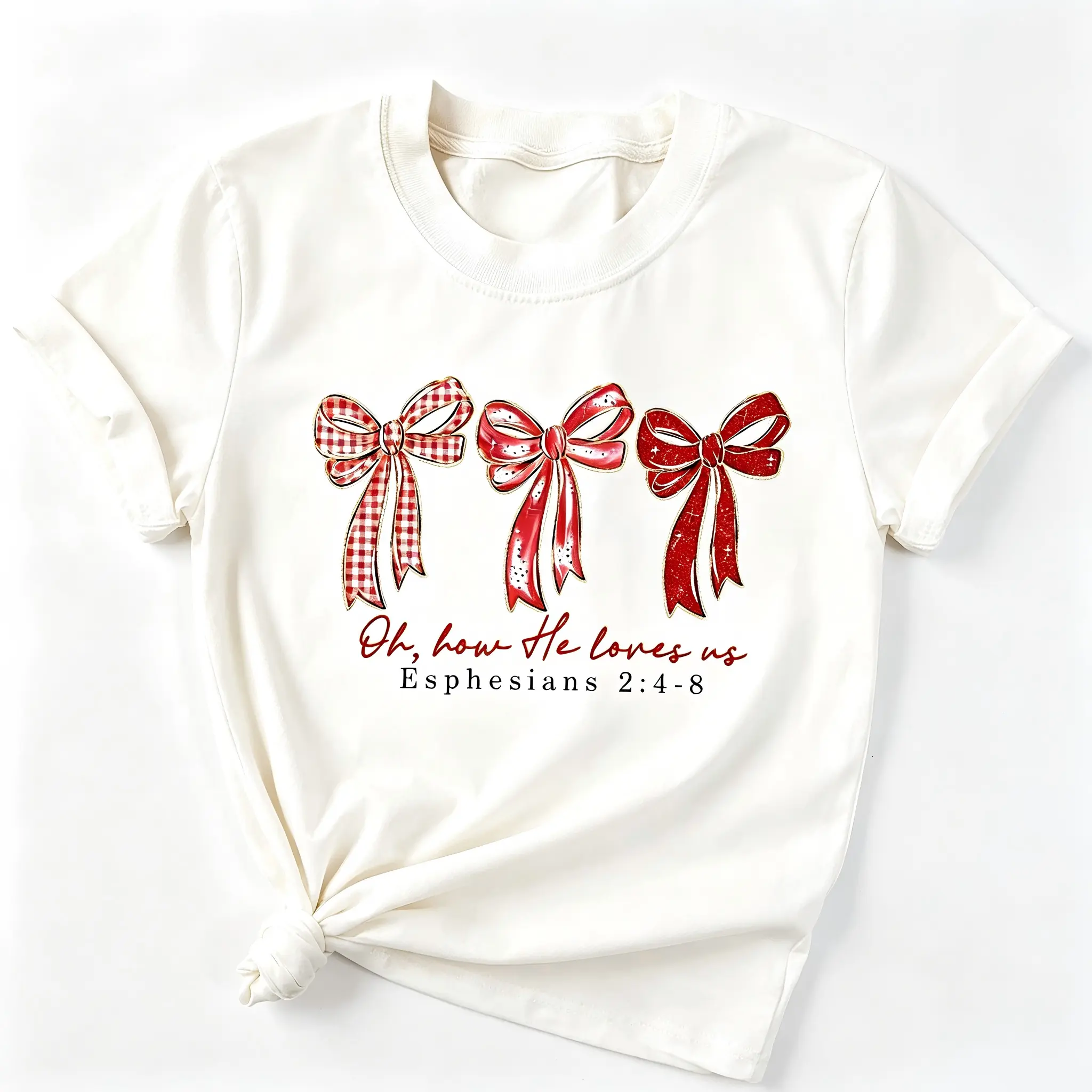 Vintage Oh How He Loves Us T-shirt, Glitter Valentine Print Shirt, Loved Valentine Trendy Outfits, Christian Valentine, Bible Verses Gift,shop