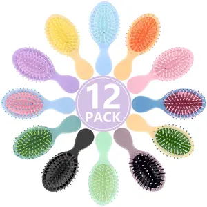 12 Pack Mini Detangling Brushes - 12 Colors for Wet & Dry Hair, Compact Travel Hairbrush for Teens & Adults, Perfect for Bridesmaid Gifts, Party Favors & Stocking Stuffers