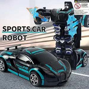 2-In-1 Fun Transforming Robot Police Car Toy, Inertia Collision Deformation, Parent-Child Interaction, Boys Girls Birthday Gift, Ages 3-6