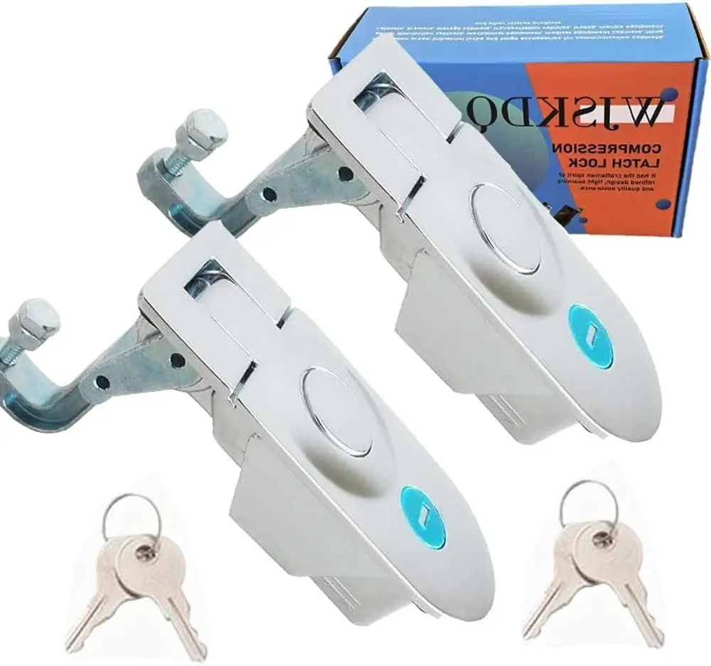 2Pcs Adjustable Compression Latches Flush Sealed Lever Latch Lock Zinc Alloy Large Lever Hand Operated Silver