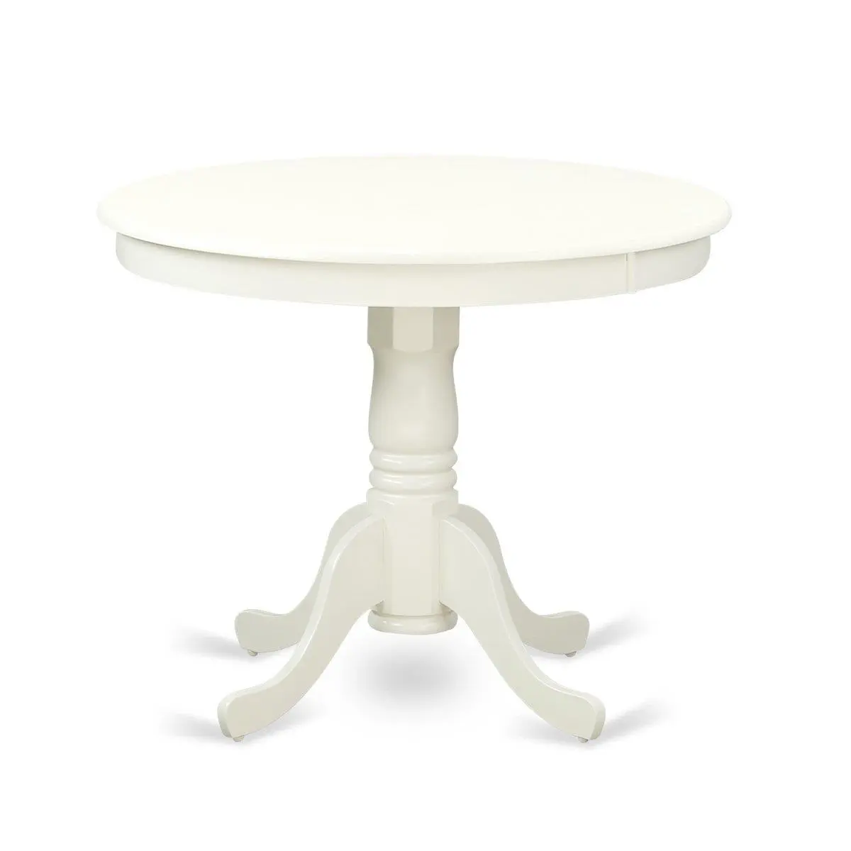 212 MAIN 36 in Linen White Small Round Antique Kitchen Dining Table - Rounded Edges