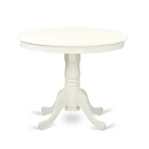 212 MAIN 36 in Linen White Small Round Antique Kitchen Dining Table - Rounded Edges