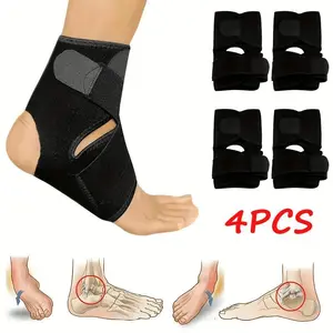 4-piece Set Sports Ankle Support Compression Bandage, Ankle Fixation Strap, Breathable and Comfortable Ankle Support Sleeve, Sports Protection Equipment, Fitness Running Basketball Foot Accessories, Unisex Sports Protection