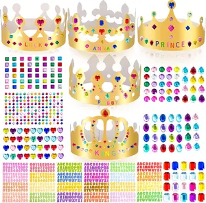 Gold Paper Crowns, Diy Birthday King Crowns Craft to Decorate, Paper Prince Princess Crown Hats for School Classroom