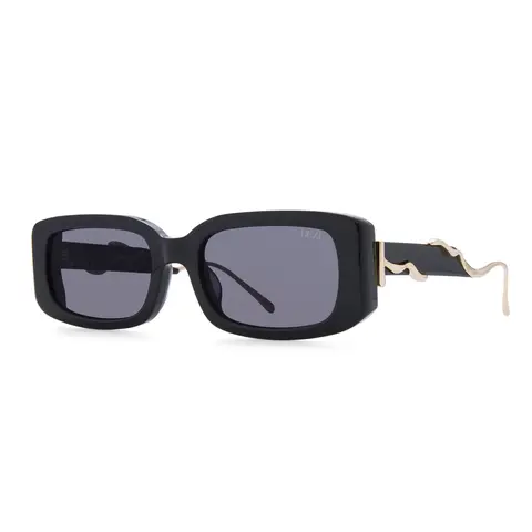 DEZI Drippy Rectangle Frame Sunglasses with a Melted Metal Texture