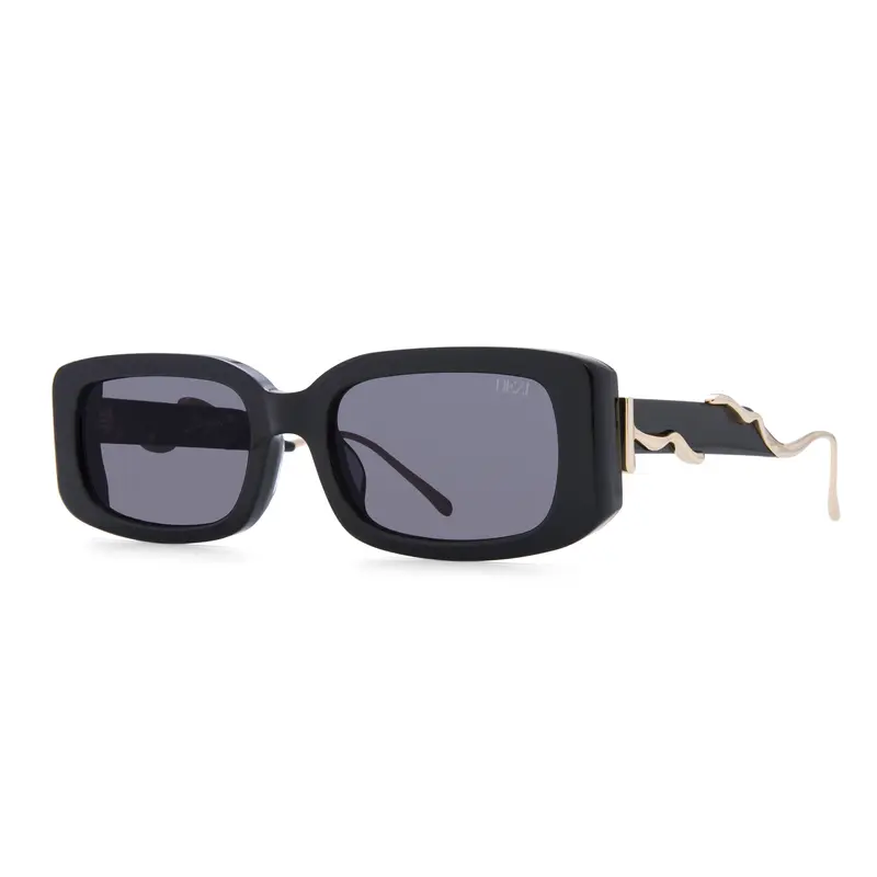 DEZI Drippy Rectangle Frame Sunglasses with a Melted Metal Texture