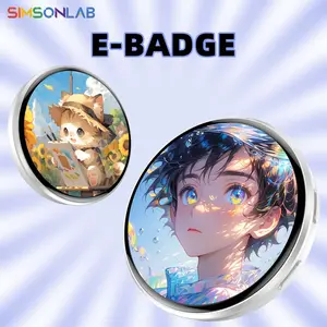 SIMSONLAB Glowing Electronic Badge, Personalized Custom GIF & Video, 600mAh Long Battery, Touch Control Lighting, Perfect For Anime Fans, Display Idol & Pet, Show Your Passion
