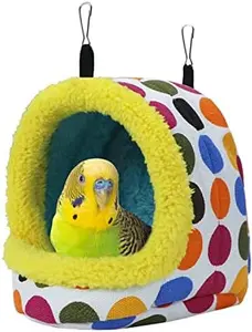 Bird Hanging Hammock Winter Warm Parrot Nest House Bed Plush Snuggle Pet Cave Hammock Toy for Conure Lovebird Budgie Parakeet Cockatiel Cage Accessory (Medium)