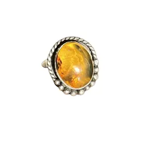 Amber Ring 950 Silver for Women - Natural Style Perfect for Any Occasion / handcrafted silver ring
