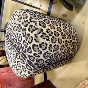 Leopard Print Upholstered Ottoman/Footstool