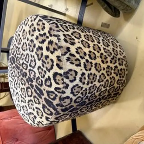 Leopard Print Upholstered Ottoman/Footstool