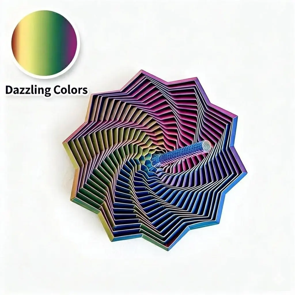 3D Printed Expanded Sensory Fidget Star with Handle - Stress Relief Aid, Hypnotizing Visuals, Satisfying Sight & Sound, Whirling Spiral Home Decor Figurine