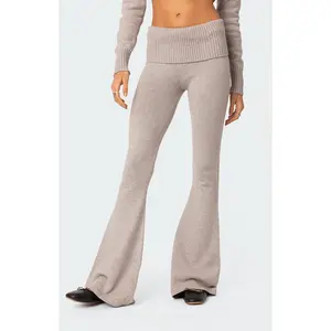 Edikted Women's Desiree Knitted Low Rise Fold Over Pants