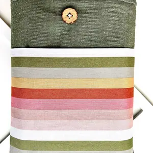 Paperback Book Sleeve with Green Canvas and Sweet Rainbow Stripe Pocket