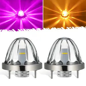 Partsam 2Pcs Dual Color Amber/Purple LED Glass Lens Watermelon Lights, Turn Signal Marker Lights with Stainless Steel Bezel For  Trucks Tailers