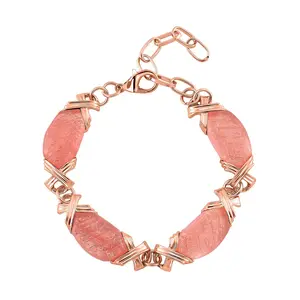 Cherry Quartz 65.00 ctw Molto Kiss Bracelet in Rosetone 68In Christmas Gifts Cherry Quartz 65.00 ctw Molto Kiss Bracelet in Rosetone 68In Christmas Gifts