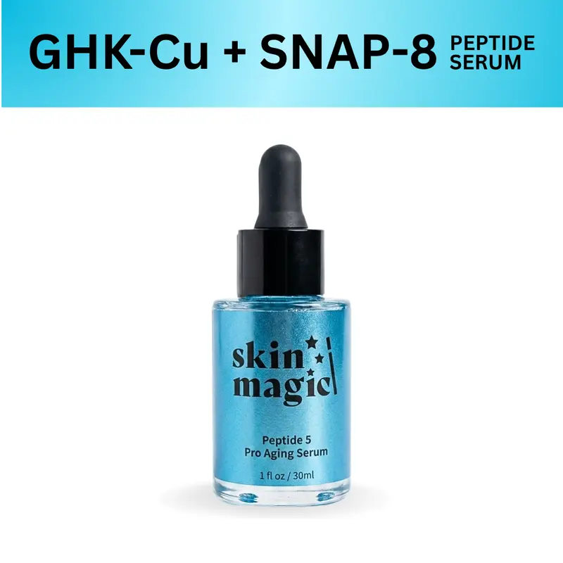 SKIN MAGIC Peptide 5 Pro-Aging Serum - 30 ml Cruelty-Free Copper Peptides Serums & Essences with Niacinamide, Sodium Hyaluronate, GHK-Cu, SNAP-8, Matrixyl, Argireline for Firming, Smoothing, Hydrating, Conditioning, Repair - Suitable for All Skin Types, F