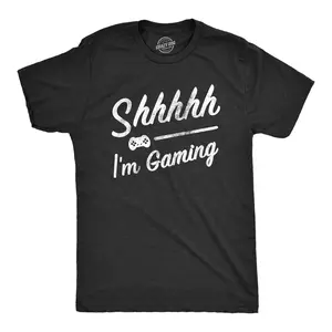 Mens Shhhh Im Gaming T Shirt Funny Video Gamer Quiet Tee for Guys Mens Funny T Shirts Cool Vintage Fashion T-Shirt Gift Classic Menswear Funny Gamer Short Sleeve Novelty Tees for Guys Black -