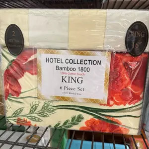 Hotel Collection Bamboo 1800 King Size 6 Piece Set 100% Cotton Touch Wrinkle Free Bed Sheet Linens