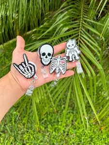 Skeleton Badge Reels Halloween badge Holders