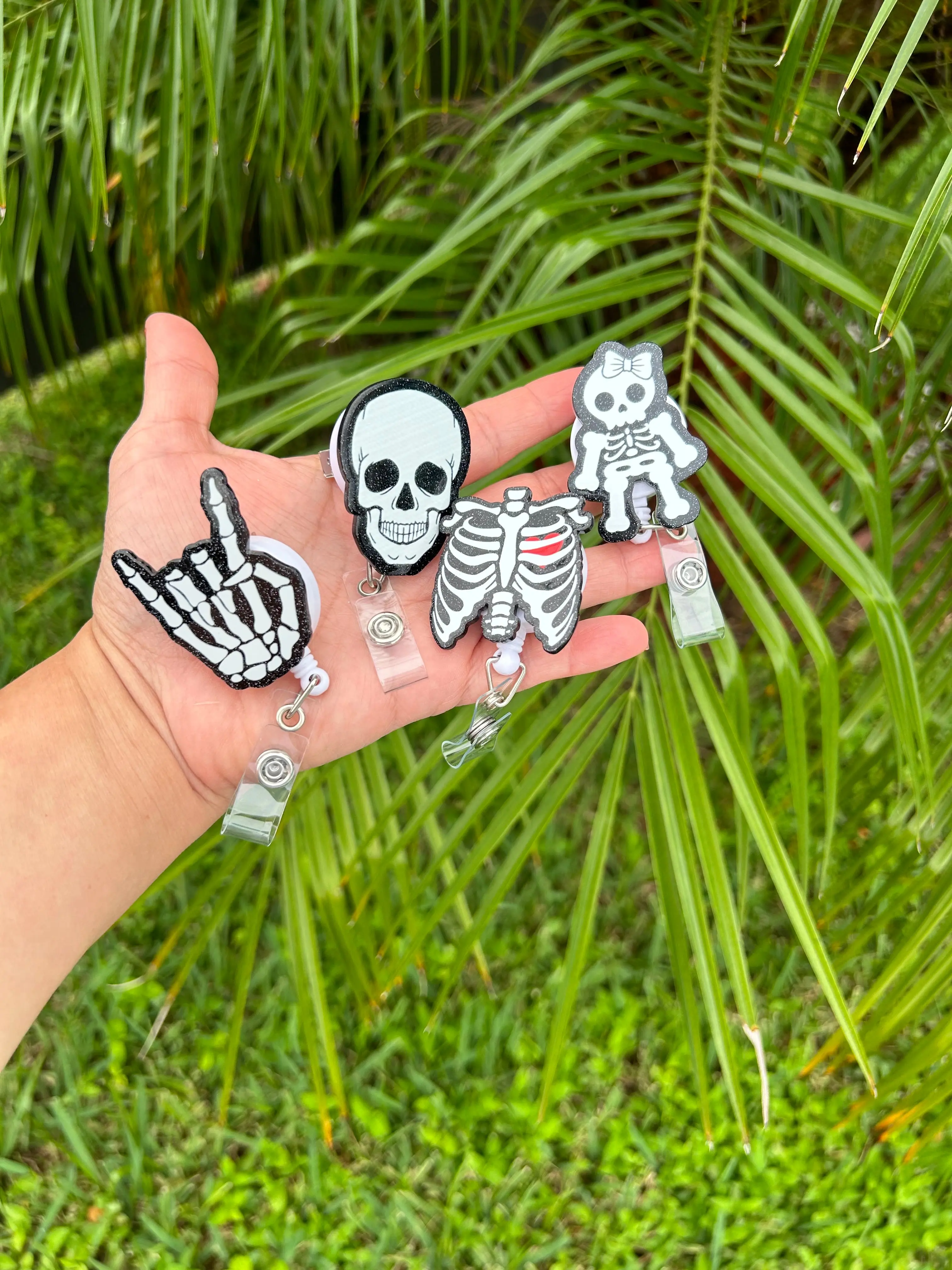 Skeleton Badge Reels Halloween badge Holders
