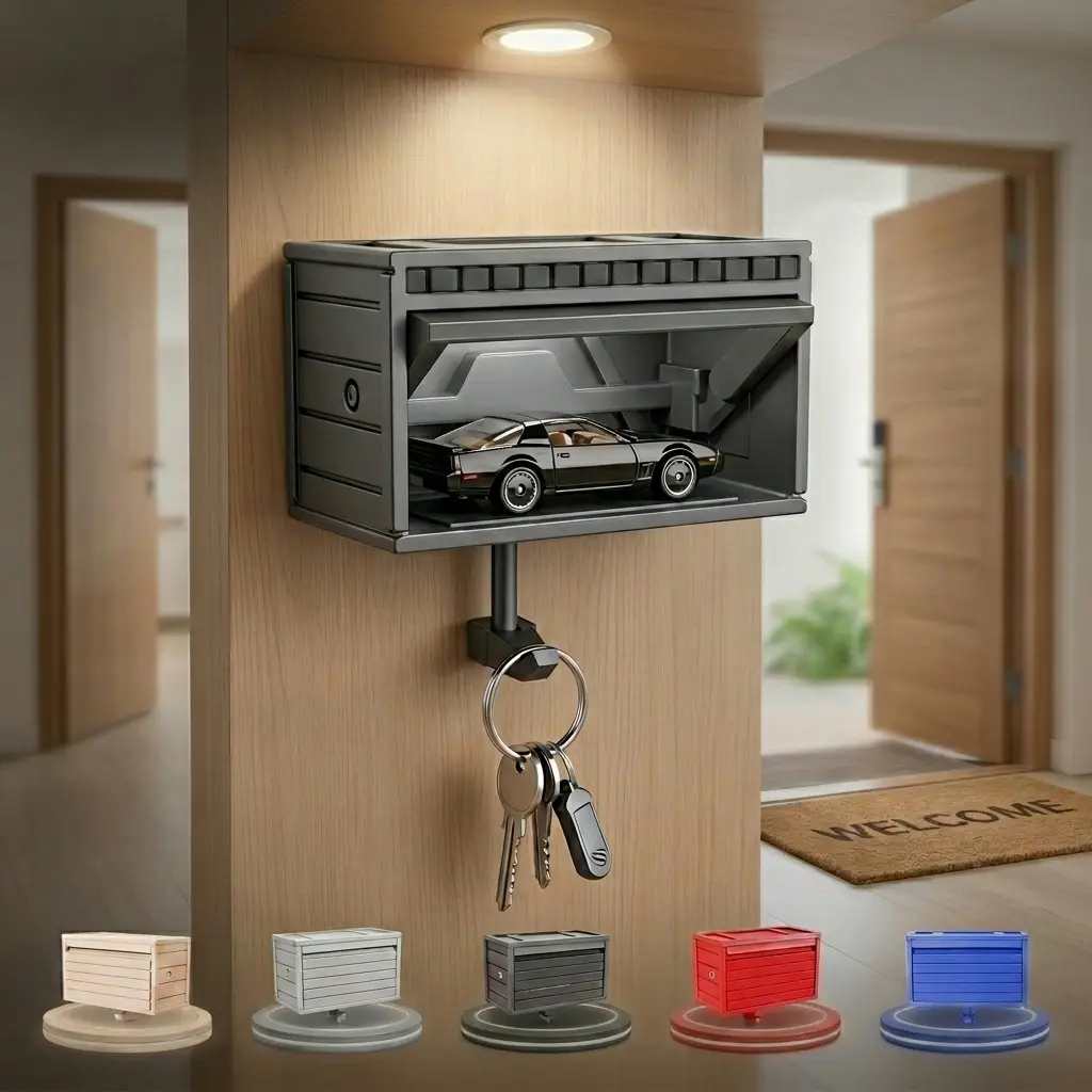 Wall-Mounted Garage Key Organiser - Car Interior Accessory with Mini Slot, Space-Saving Entryway Door Hanger, Easy Installation, Perfect Gift for Car Enthusiasts, Decor-Friendly