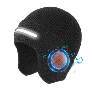 Three-Segment LED Light Smart Music Hat | TR-BTD3 Bluetooth Beanie with Light || Unique Christmas Birthday Gifts for Men / Husband / Teen | Adjustable Brightness & Touch Control | Unisex All-Season | USB-C Rechargeable Headwear for Skiing & Night Jogging