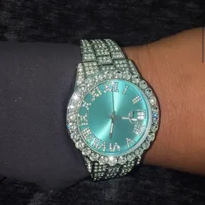 Diamond Crusted Blue Face Watch