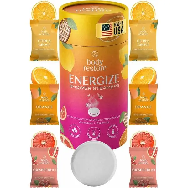 Body Restore Shower Steamers Aromatherapy 6 Pack – Fathers Day Gift for Dad, Birthday Gifts for Men, Relaxation Stress Relief Self Care – Premium Citrus Essential Oil Tablets backtoschool