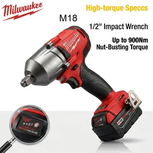 Milwaukee M18 18V 900Nm High Torque Cordless Impact Wrench With truck car lithium 4-mode drive control lug nuts Milwaukee M18 18V 900Nm High Torque Cordless Impact Wrench With truck car lithium 4-mode drive control lug nuts